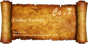 Csáky Kornél névjegykártya